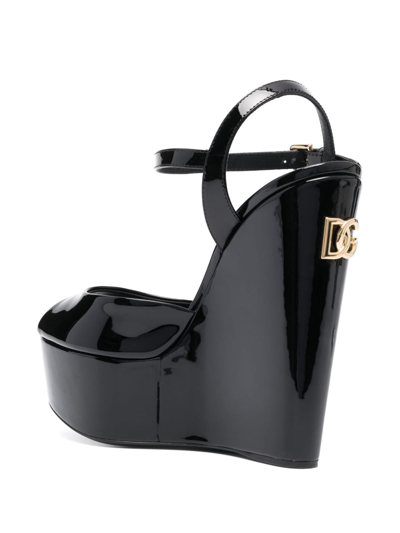 Shop Dolce & Gabbana Women 150mm Patent Leather Wedge In Black