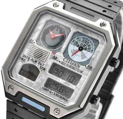 Pre-owned Citizen Millennium Falcon Star Wars Analog Digital White Dial Watch Jg2146-53h