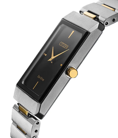 Pre-owned Citizen Eco-drive Stiletto Tank Dual Tone Thin Men's Watch Ar3104-55e