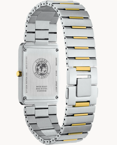 Pre-owned Citizen Eco-drive Stiletto Tank Dual Tone Thin Men's Watch Ar3104-55e