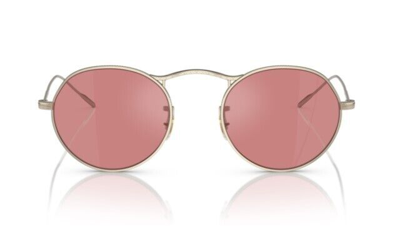 Pre-owned Oliver Peoples 0ov1220s M-4 30th 50353e Gold/magenta Round 49mm Men's Sunglasses In Purple