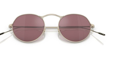 Pre-owned Oliver Peoples 0ov1220s M-4 30th 50353e Gold/magenta Round 49mm Men's Sunglasses In Purple