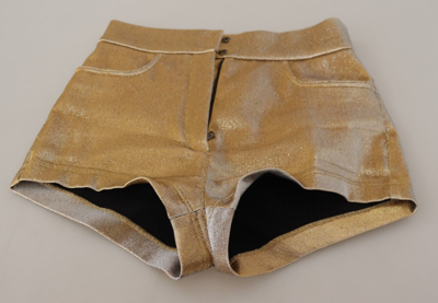 Pre-owned Dolce & Gabbana Shorts Cotton Blend Glittered Gold Hot Pants It38/us4/xs 600usd