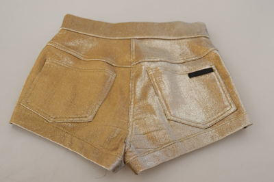 Pre-owned Dolce & Gabbana Shorts Cotton Blend Glittered Gold Hot Pants It38/us4/xs 600usd