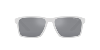 Pre-owned Prada Linea Rossa Sps 05ys Rubber White/silver Mirrored (twk-40a) Sunglasses