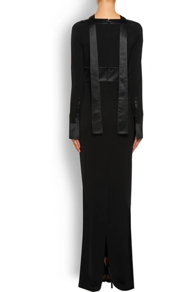 Shop Givenchy Gown In Black Silk-satin And Jersey-crepe With Scarf