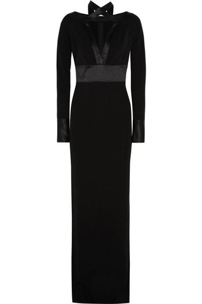 Shop Givenchy Gown In Black Silk-satin And Jersey-crepe With Scarf