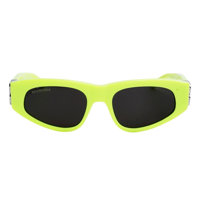 Pre-owned Balenciaga Dynasty 0095 Neon Yellow Fluo 007 Fashion Bb Logo Sunglasses Bb0095s In Gray