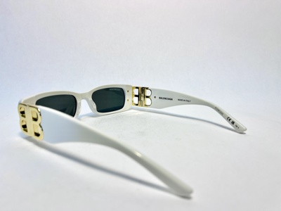 Pre-owned Balenciaga Dynasty 0096 White Gold 008 Fashion Bb Logo Narrow Sunglasses Bb0096 In Gray