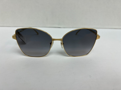 Pre-owned Cartier Cat Eye Sunglasses Ct0328s-001 Xl Gold Frame Grey Gradient Lenses 59-16 In Gray