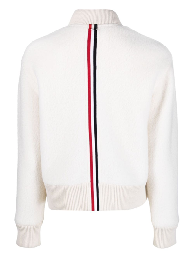 Shop Thom Browne Rwb-stripe Bomber Jacket In White