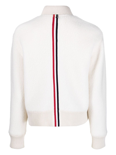 Thom Browne Rwb-stripe Bomber Jacket In White