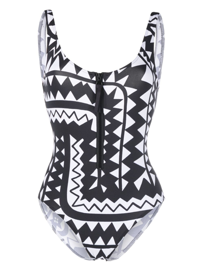 Shop Eres Tipi Geometric-print Swimsuit In White