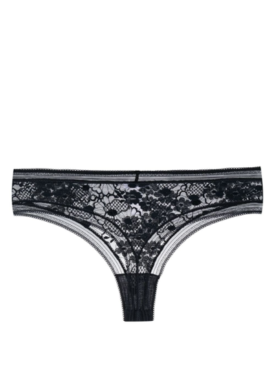 Eres Frivole Lace-panel Thong In Blue