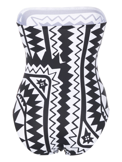 Shop Eres Totem Geometric-print Strapless Swimsuit In White