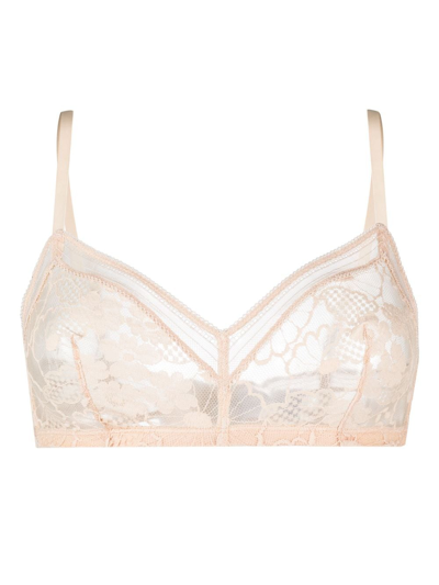 Shop Eres Royal Lace Triangle Bra In Neutrals