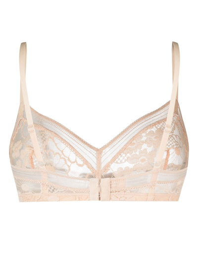 Shop Eres Royal Lace Triangle Bra In Neutrals
