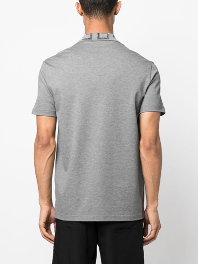 Shop Versace Greca Short-sleeved Polo Shirt In Grey