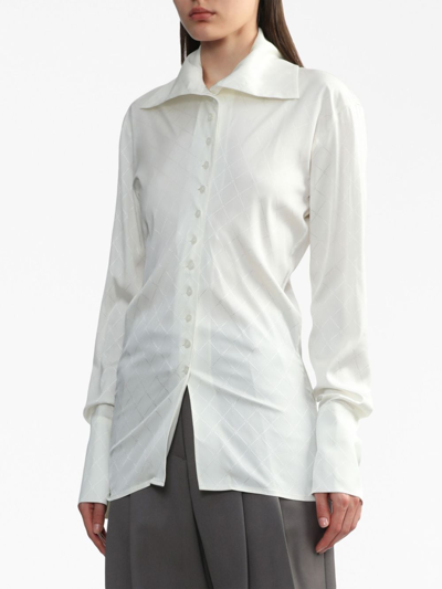 Shop Low Classic Pointed-flat Collar Silk Shirt In White