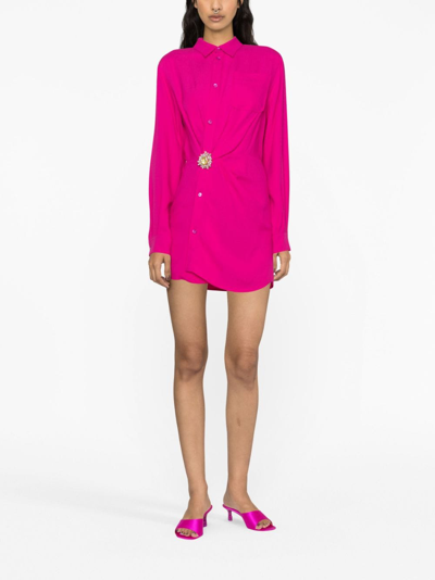 Shop Moschino Off-centre Mini Shirtdress In Pink