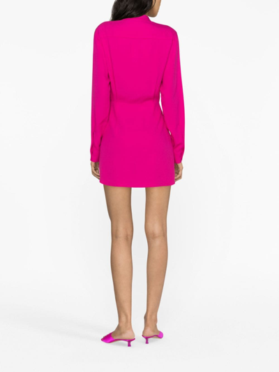 Shop Moschino Off-centre Mini Shirtdress In Pink