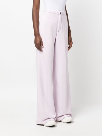 Shop Forte Forte High-waisted Cotton Palazzo Pants In Purple