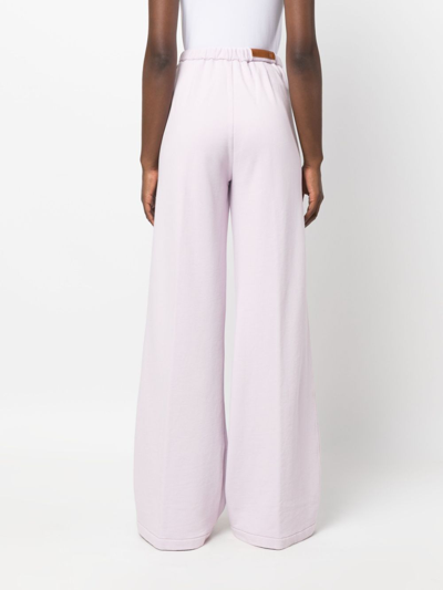 Shop Forte Forte High-waisted Cotton Palazzo Pants In Purple