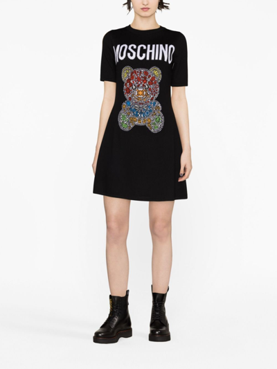 Moschino Logo-print T-shirt Dress In Black