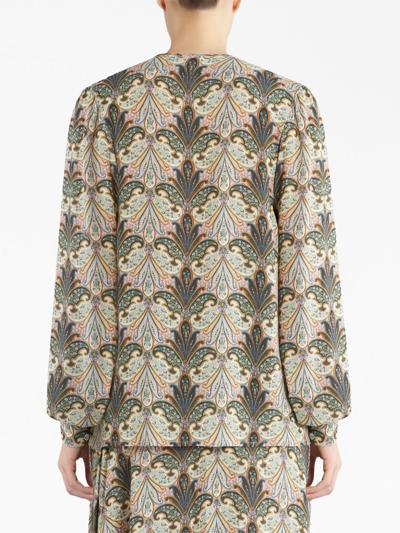Etro Paisley-print Front-tie Blouse In Neutrals