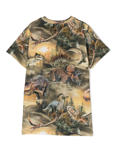 Shop Molo Ralphie Dinosaur-print T-shirt In Yellow