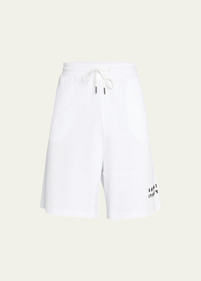 Shop Moncler Men's Logo Sweat Shorts In White