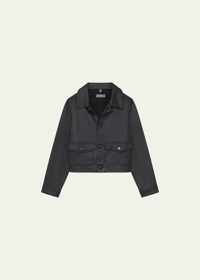 Shop Dl1961 Girl's Wax Coated Manning Jacket In Black Coated