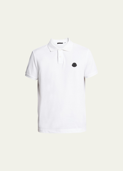 Shop Moncler Men's Logo Polo Shirt In White