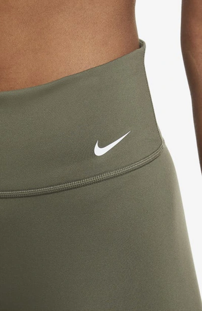 Shop Nike One Mid-rise Bike Shorts In Medium Olive/ White