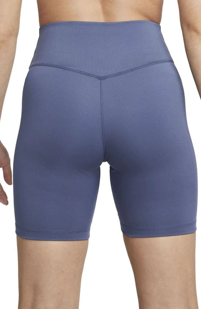 Shop Nike One Mid-rise Bike Shorts In Diffused Blue/ White