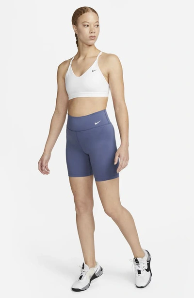 Shop Nike One Mid-rise Bike Shorts In Diffused Blue/ White