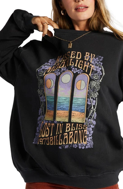 Shop Billabong Ride In Cotton Blend Graphic Sweatshirt In Black Sands 1