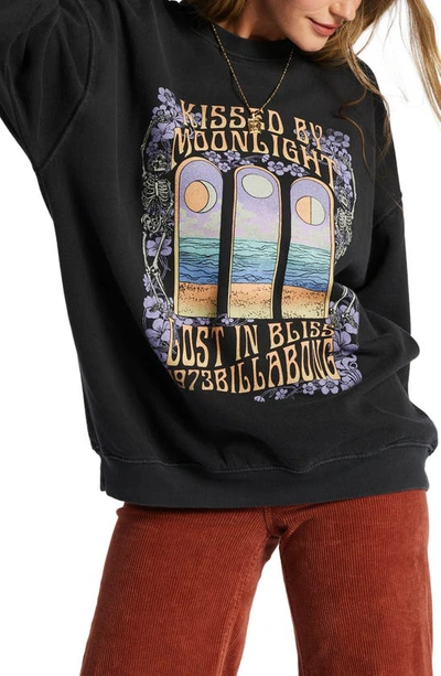 Shop Billabong Ride In Cotton Blend Graphic Sweatshirt In Black Sands 1