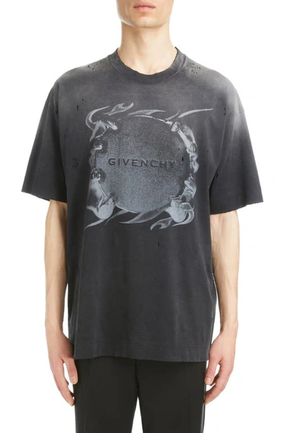 Shop Givenchy Casual Fit Cotton Graphic T-shirt In Black
