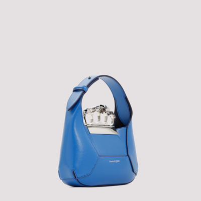 Shop Alexander Mcqueen Jewelled Hobo Mini Bag In Blue