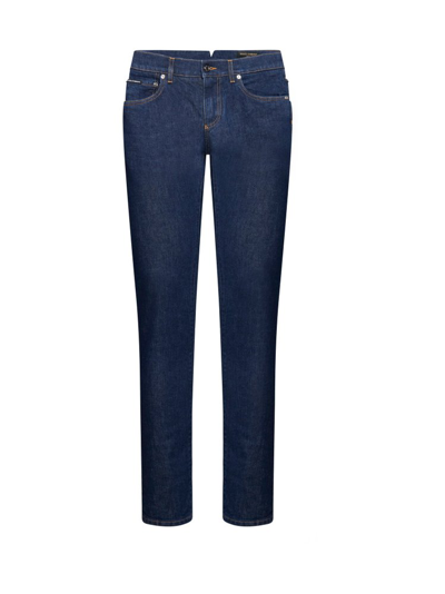 Shop Dolce & Gabbana Logo Embroidered Skinny Jeans In Blue