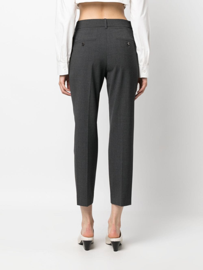 Shop Theory Mélange-effect Cropped Trousers In Grey