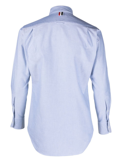 Shop Thom Browne Button-up Cotton Shirt In Blue