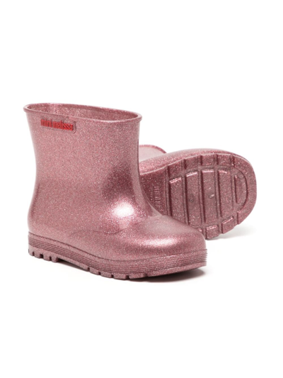 Shop Mini Melissa Glitter-detail Wellies In Pink