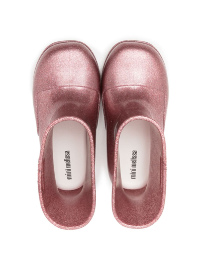 Shop Mini Melissa Glitter-detail Wellies In Pink