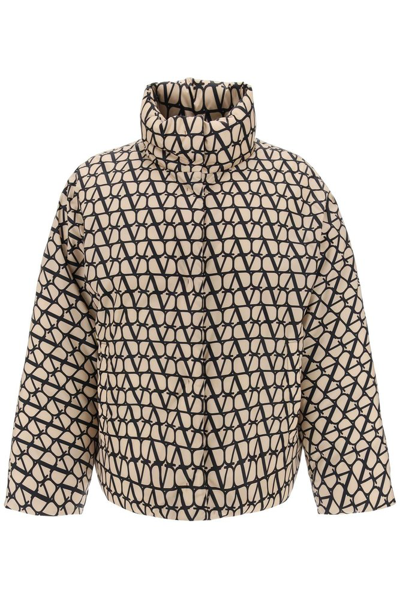 Shop Valentino Toile Iconographe High Neck Puffer Jacket In Multi