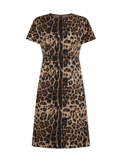 Shop Dolce & Gabbana Leopard Printed Mini Dress In Multi