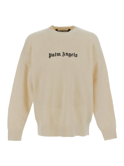 Shop Palm Angels Classic Logo Crewneck Jumper In White