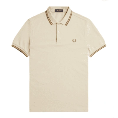 Shop Fred Perry Twin Tipped Polo Shirt Oatmeal