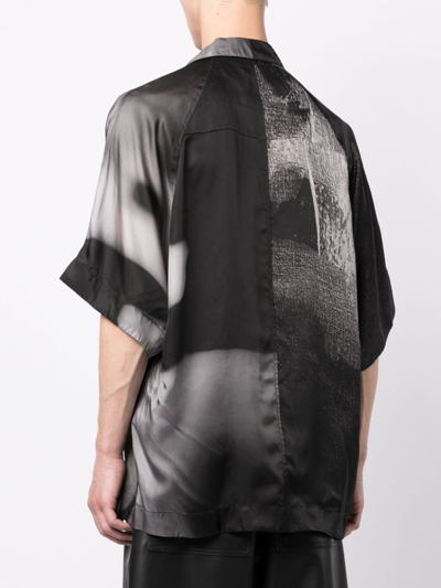 Shop Julius Graphic-print Short-sleeve Shirt In 黑色